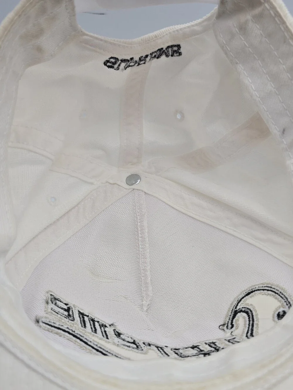 Supreme Cursive Logo White 5 Panel Corduroy Adjustable Snapback Hat